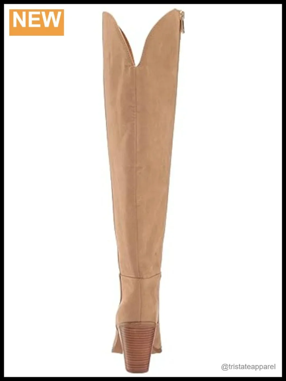 Faux Suede Over-the-Knee Boots Block Heel Almond Toe Equestrian Zip